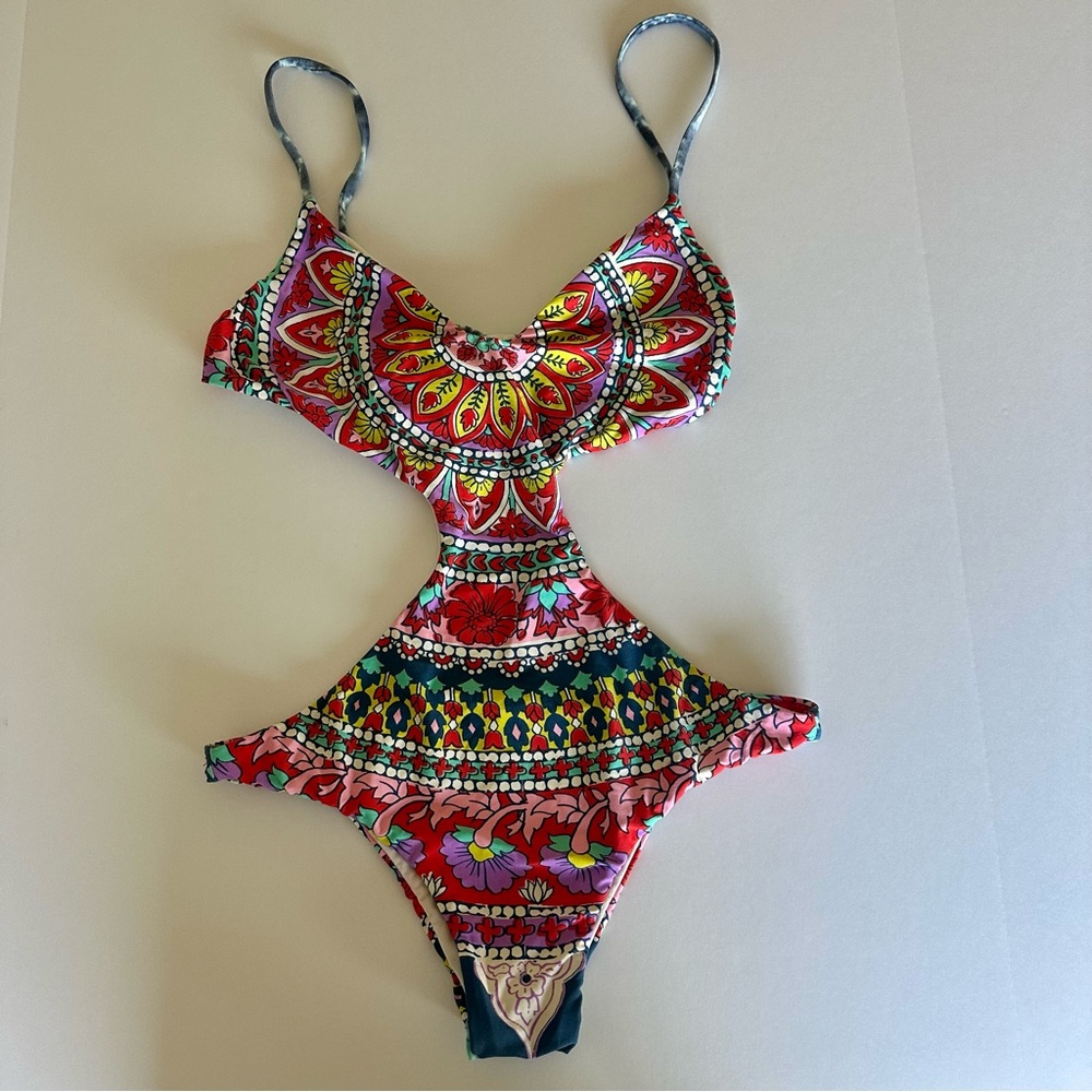 Billabong Womens Y2K One Piece Monokini Swimsuit Boho Multicolored Floral Medium - Picture 15 of 16